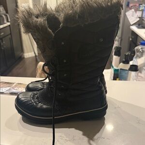 Sorel Black Quilted Fur Boots